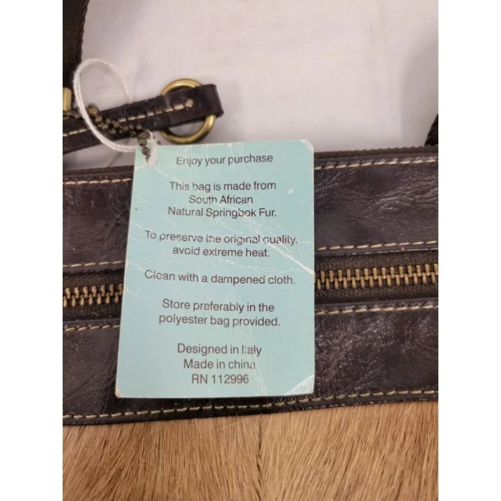 NWT Diane Gail LA Springbok‎ Fur, Leather Crossbody/Purse w/Dust Bag
